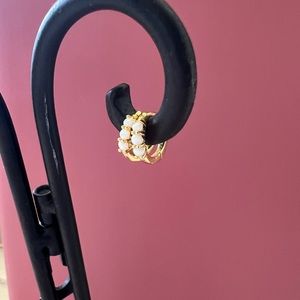 Opal Huggie Earrings with sterling silver and 18k gold